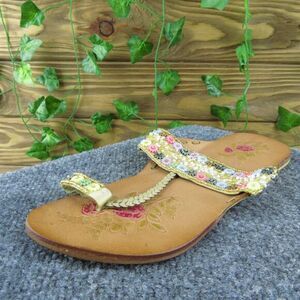 Naughty Monkey Women Thong Sandal Shoes‎ Multicolor Leather Size 7.5 Medium